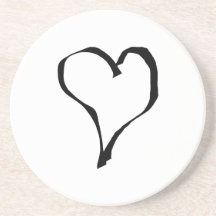 Black and White Love Heart Design. Beverage Coasters