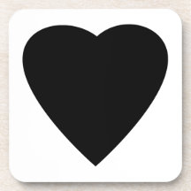 Black and White Love Heart Design. Beverage Coaster