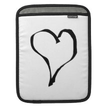 Black and White Love Heart Design. iPad Sleeves