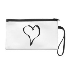 Black and White Love Heart Design. Wristlet Clutch