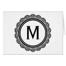 Black And White Medallion Custom Initial Card