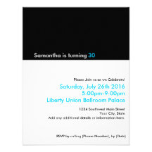 Black and White Minimalist Birthday Party Personalised Invite