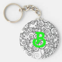 Black and White Monogram B Keychains