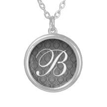 Black and white monogram calligraphy art pendant