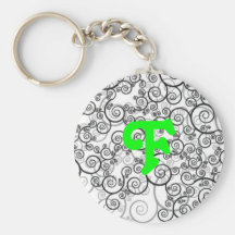 Black and White Monogram F Key Chain