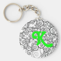 Black and White Monogram K Keychain