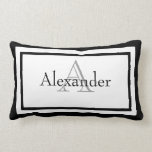 Black and White Monogram Name Keepsake Pillow