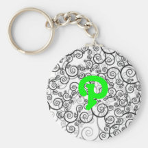 Black and White Monogram P Keychain