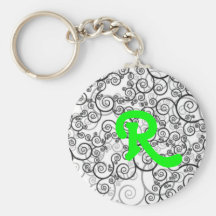 Black and White Monogram R Keychain