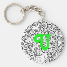Black and White Monogram U Key Chain