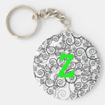 Black and White Monogram Z Keychains