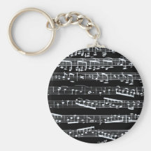 Black and white music notes key chain