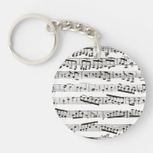 Black and white musical notes acrylic key chains