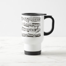 Black and white musical notes coffee mugs