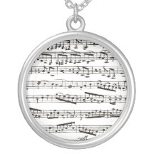 Black and white musical notes custom necklace