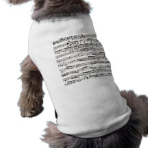 Black and white musical notes pet tee