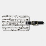 Black and white musical notes tag for luggage