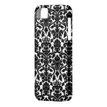 Black and White Ornate Floral Damask Pattern
