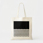 Black and White. Part Zig Zag, Part Plain Black. Canvas Bag