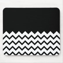 Black and White. Part Zig Zag, Part Plain Black. Mouse Pad
