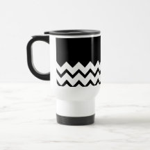 Black and White. Part Zig Zag, Part Plain Black. Coffee Mug
