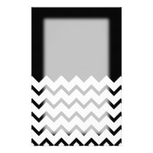 Black and White. Part Zig Zag, Part Plain Black. Stationery Paper