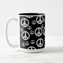 Black and White Peace Signs Mug