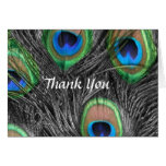 Black and White Peacock Wedding Thank You Card