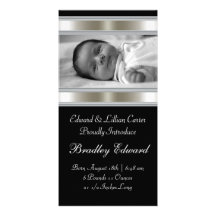 Black and White Photo Baby Birth Annoucements Photo Greeting Card
