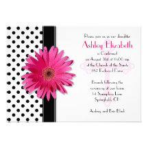 Black and White Polka Dot Confirmation Invitation