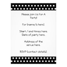 Black and White Polka Dot Pattern. Spotty. Custom Invitation