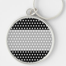Black and White Polka Dot Pattern. Spotty. Key Chains