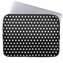 Black and White Polka Dot Pattern. Spotty. Laptop Computer Sleeves