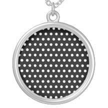 Black and White Polka Dot Pattern. Spotty. Necklace