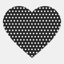 Black and White Polka Dot Pattern. Spotty. Heart Sticker