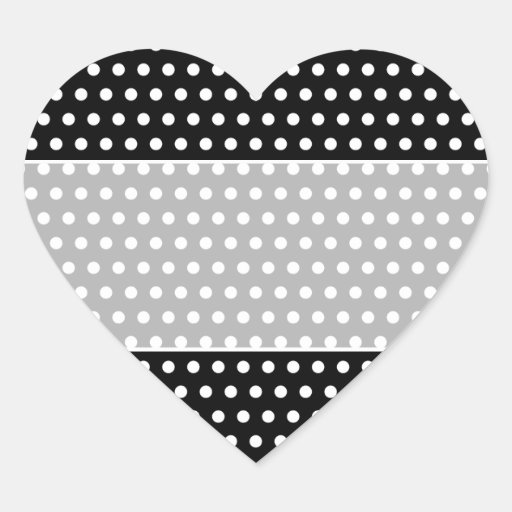 Black and White Polka Dot Pattern. Spotty. Heart Sticker