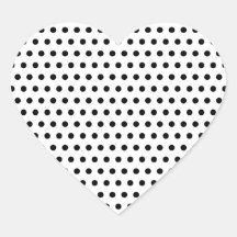 Black and White Polka Dot Pattern. Spotty. Heart Stickers