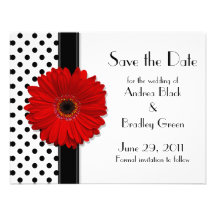 Black and White Polka Dot Save the Date Card Invite