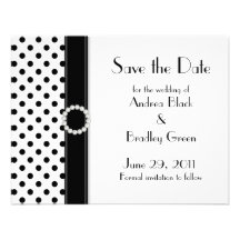 Black and White Polka Dot Save the Date Card Personalized Invitation