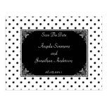 Black and White Polka Dot Save The Date Post Card