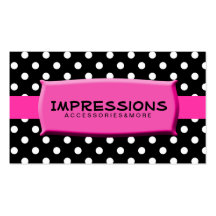 Black and White Polka Dots Hot Pink Name Plate Business Card Template