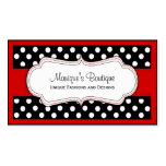 Black and white polka dots with red business cards