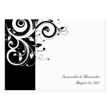 Black and White Reverse Swirl PlaceCards, Written Business Card