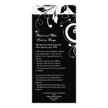 Black and White Reverse Swirl RackCard Ad or Menu Personalized Rack Card