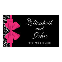 Black and White Roses Pink Bow Business Cards