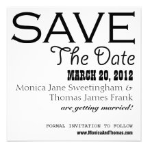 Black and White Save the Date Personalized Invite