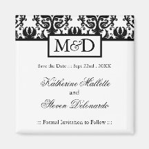 Black and White Save the Date Wedding Magnet