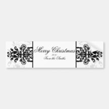 Black and White Silver Damask Photo Logo Bumper Sticker