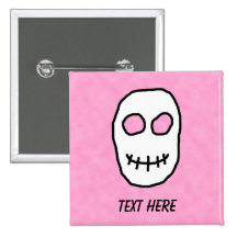 Black and White Skull. Primitive Style. Buttons