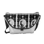 black and white speakered commuter bags